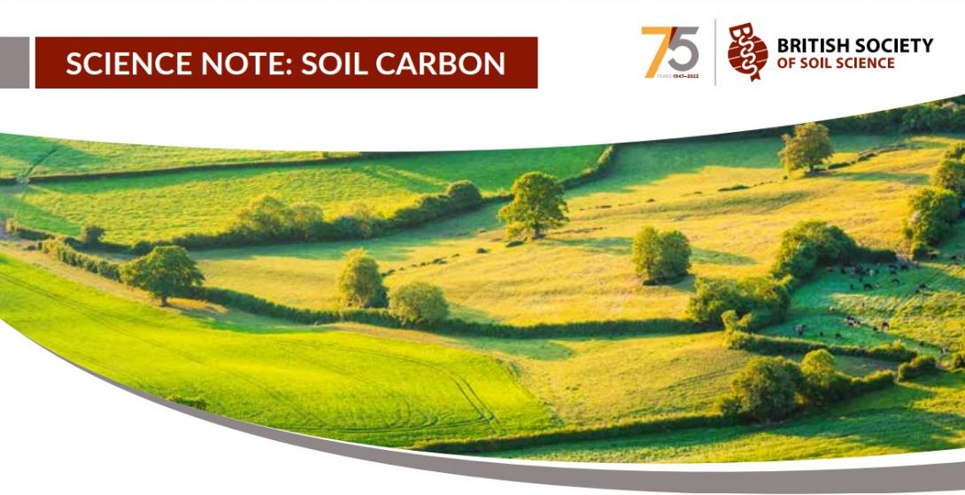 British Society of Soil Science Soil Carbon note image header showing title, BSSS logo, and farmland